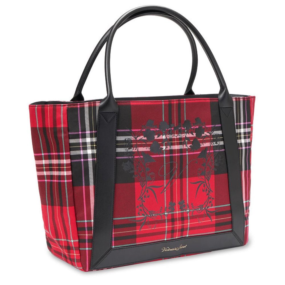 VS Plaid Tote Brand New! Red & Black Perfect Christmas Present! Gift NWT - Picture 9 of 16